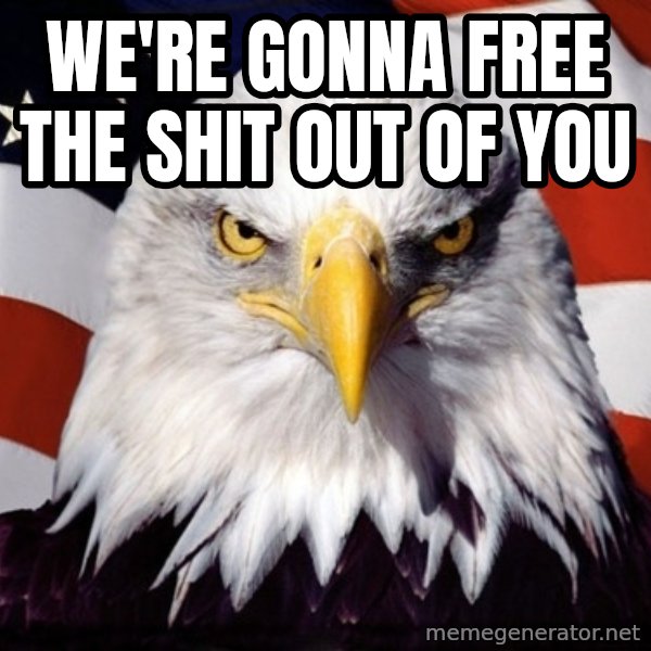 American Pride Eagle meme: We're gonna free the shit out of you