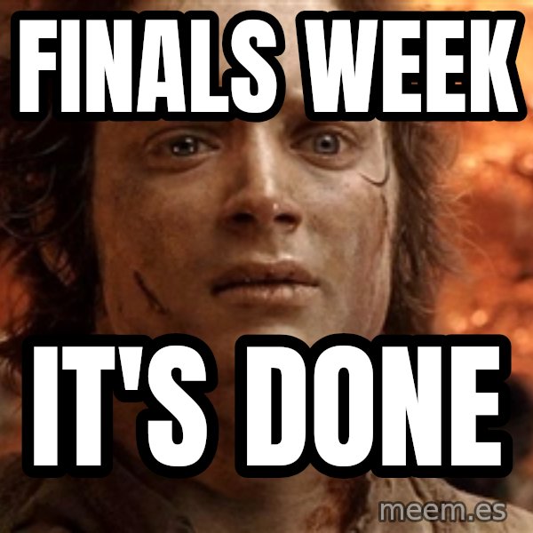 Frodo  meme: finals week / it's done