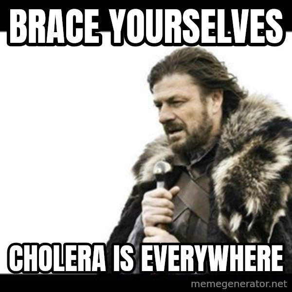 Winter is Coming meme: Brace yourselves / Cholera is everywhere