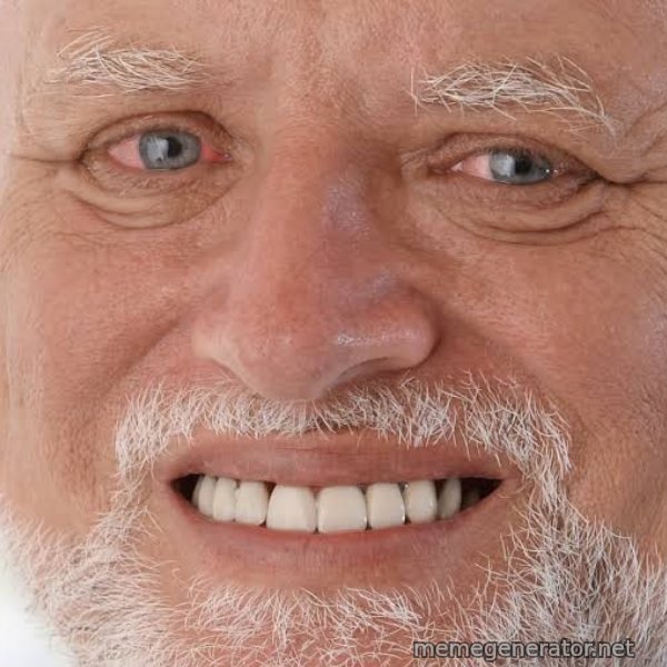 Harold Grins Through It meme template